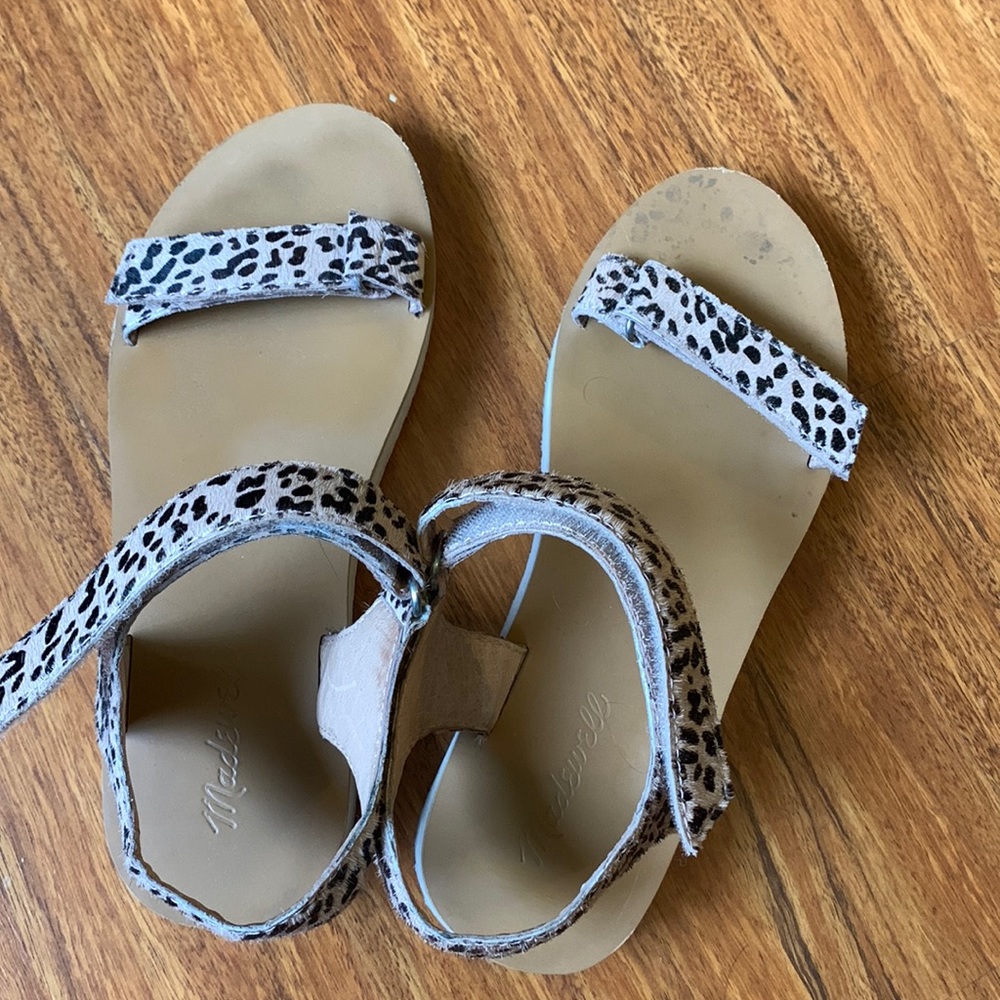 Madewell strap animal print sandal.